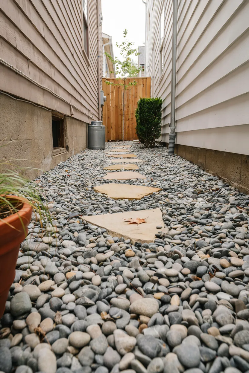 River Rock Narrow Side Yard Solution