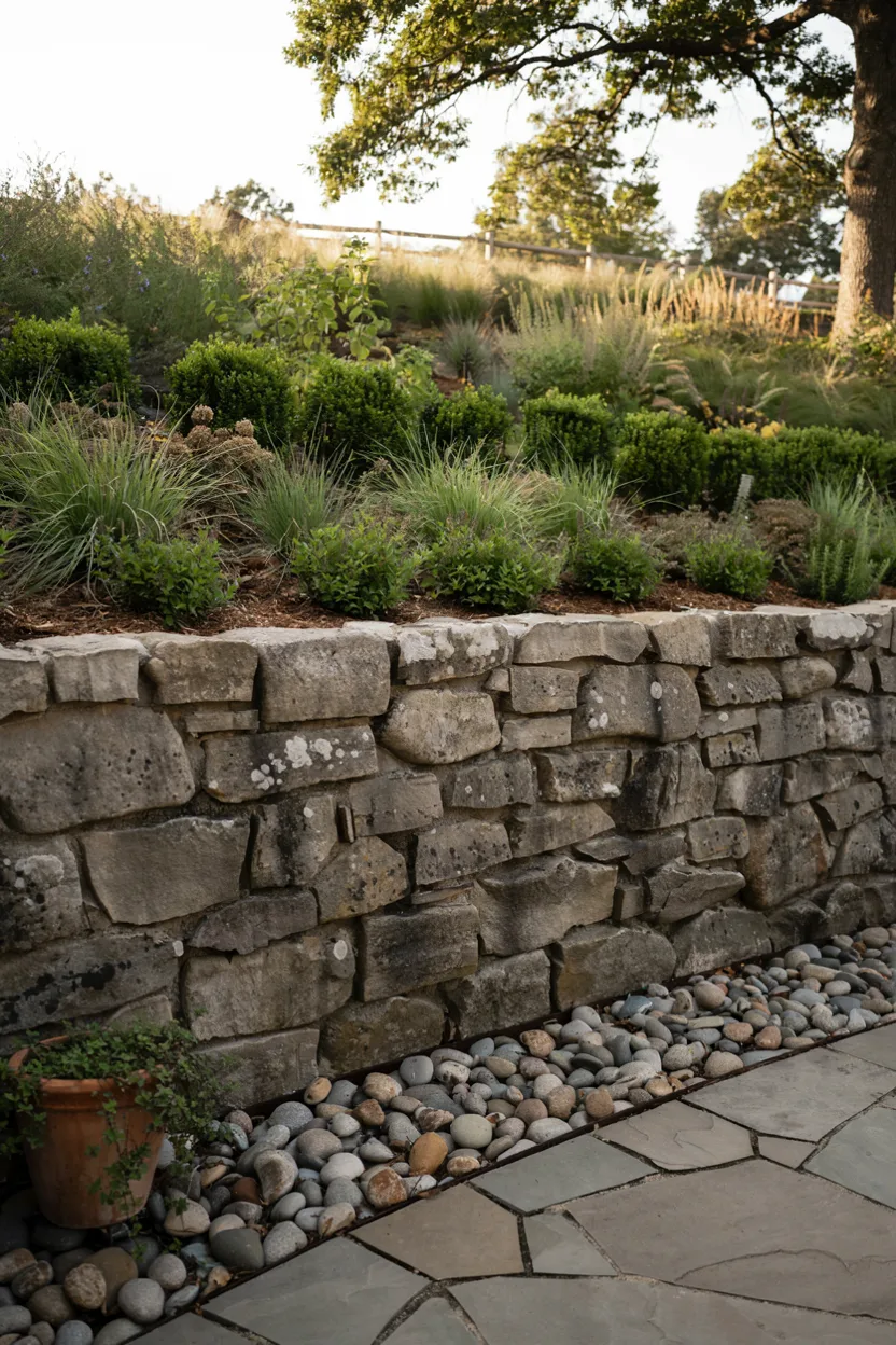 River Rock Retaining Wall Base