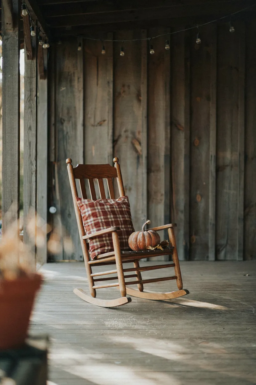 Rocking Chair with Seasonal Pillow