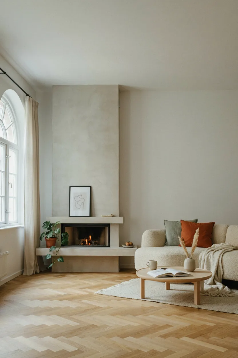 Scandinavian Concrete Fireplace Style