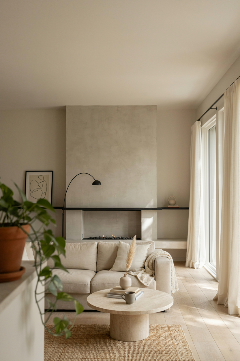 Sleek Minimalist Concrete Fireplace Design