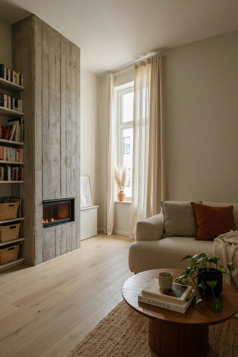 Small Space Concrete Fireplace Ideas