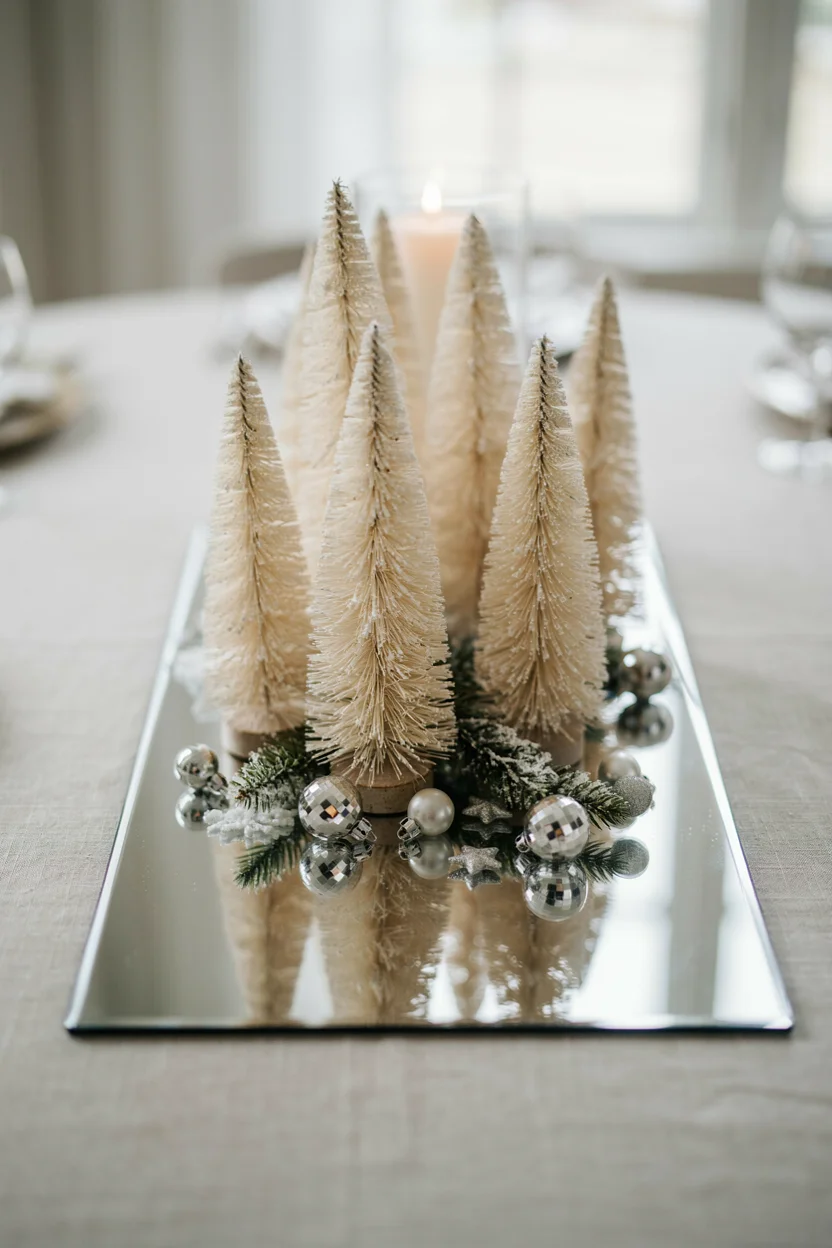 Snow-Dusted Bottle Brush Trees