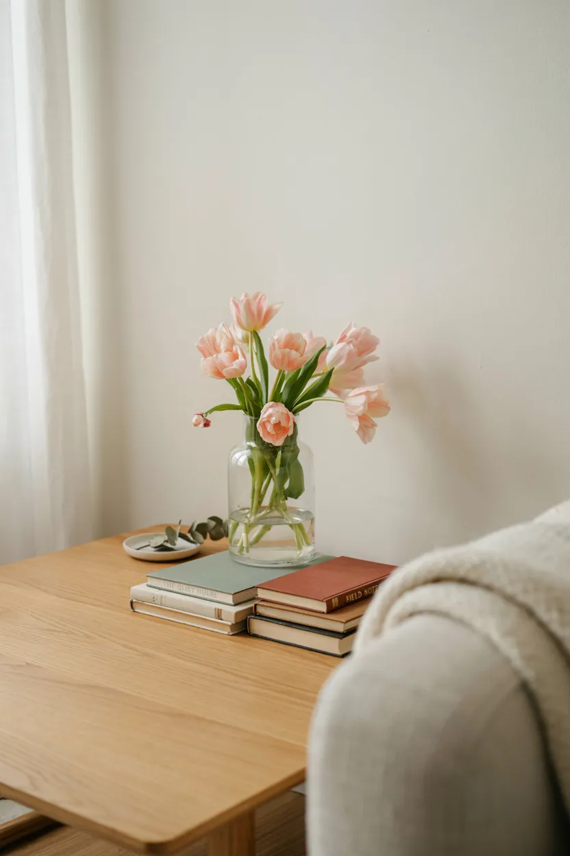 Spring Floral Arrangement in a Glass Vase