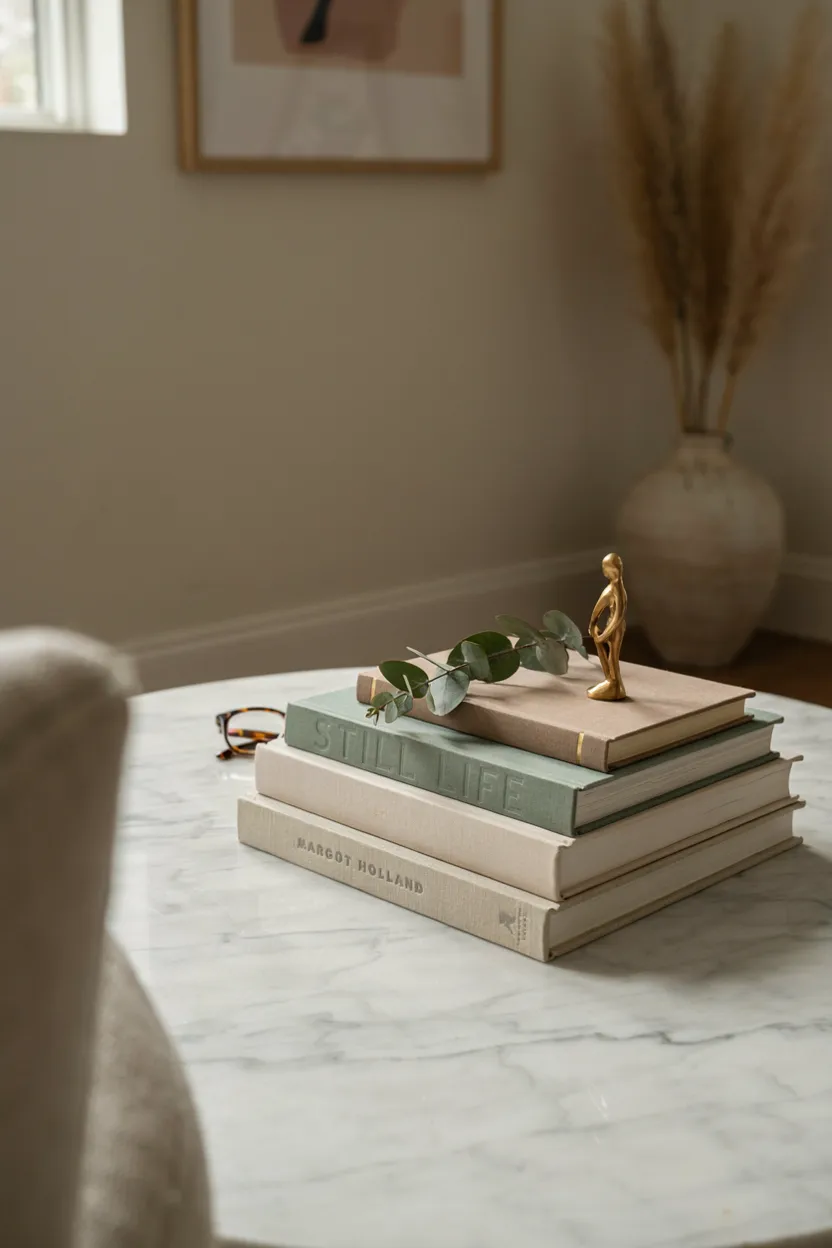 Stacked Coffee Table Books with a Decorative Object