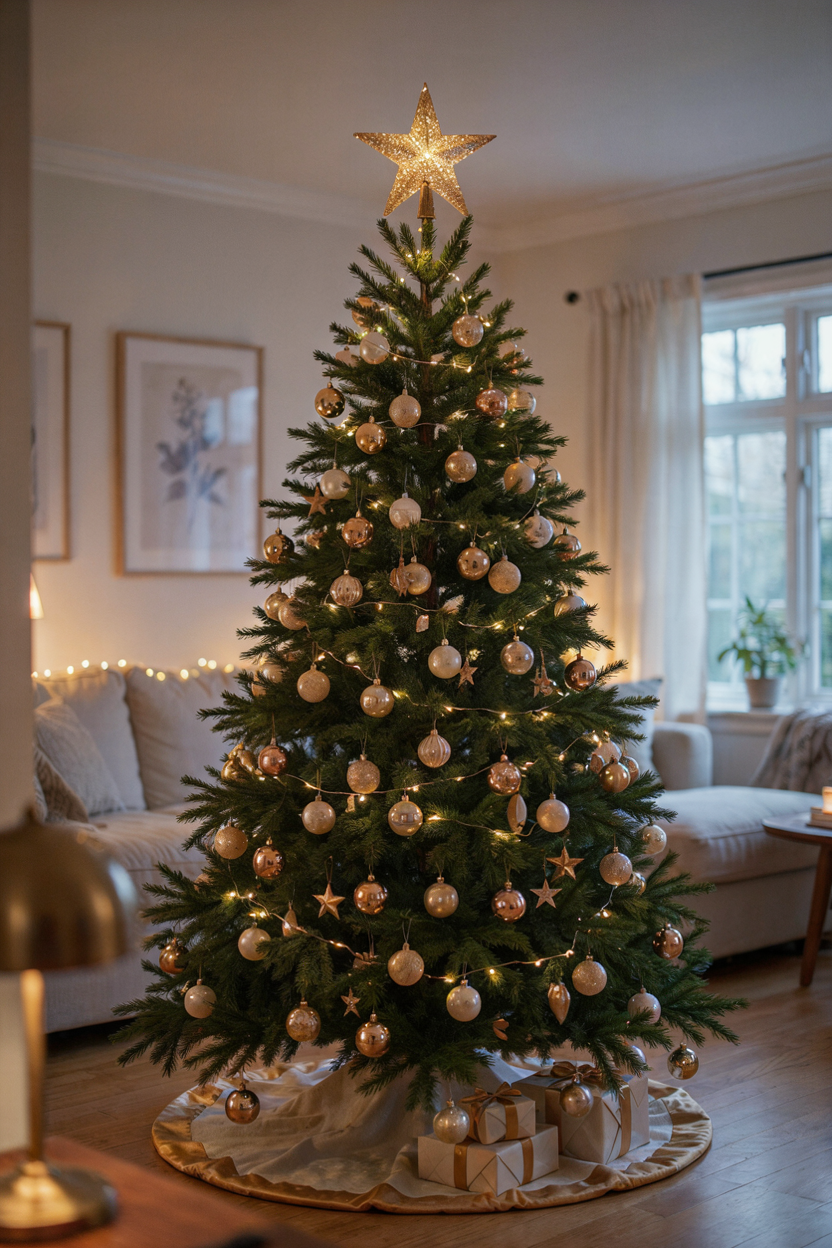 Star Topper and Tree Skirt Styling Christmas Living Room