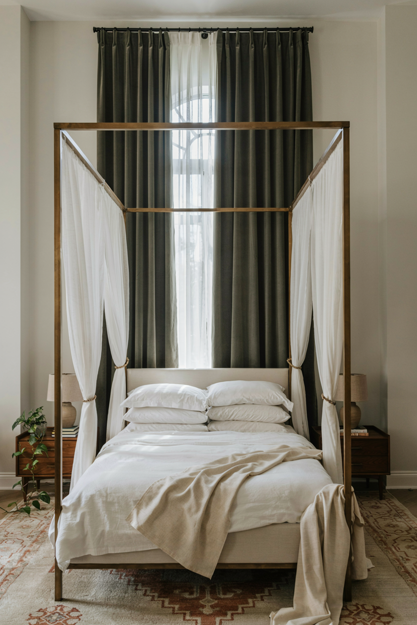 Statement Canopy Bed with Blackout Curtains
