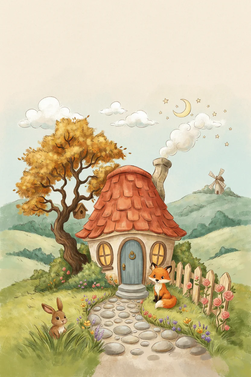 Storybook Cottage Wall Mural