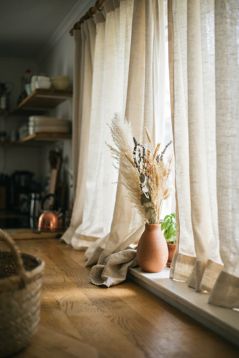 Sun-Faded Linen Curtains for Softness