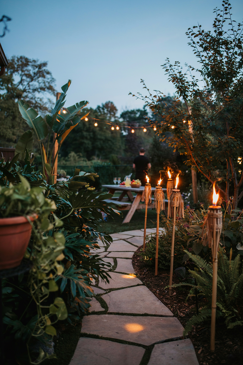 Tiki Torch Pathway Lighting  Summer Outdoor 