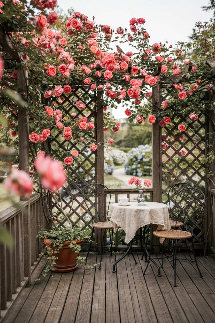 Trellis with Climbing Roses
