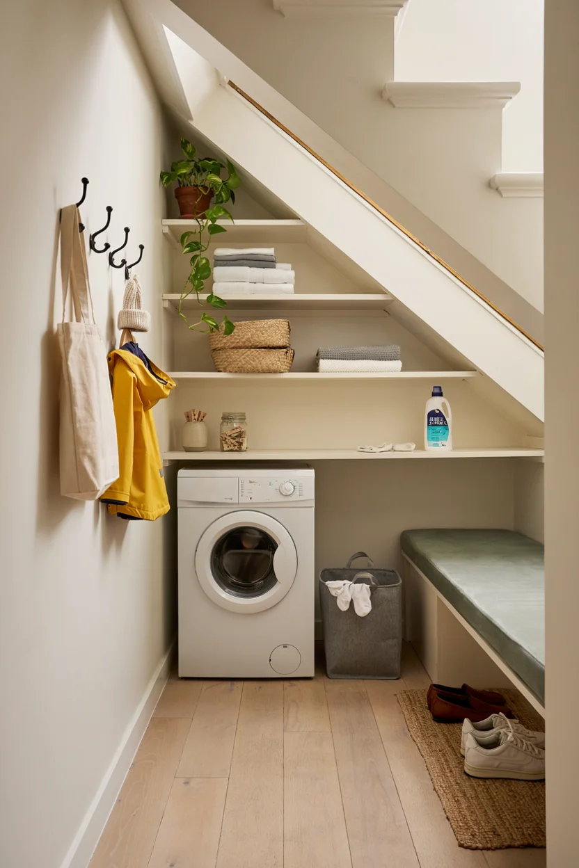 Under-Stair Mudroom Laundry Conversion