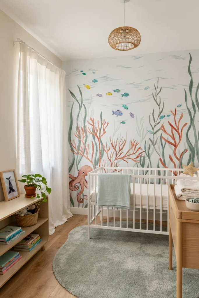 Under the Sea Mural Nursery Ocean Themed Nursery Ideas