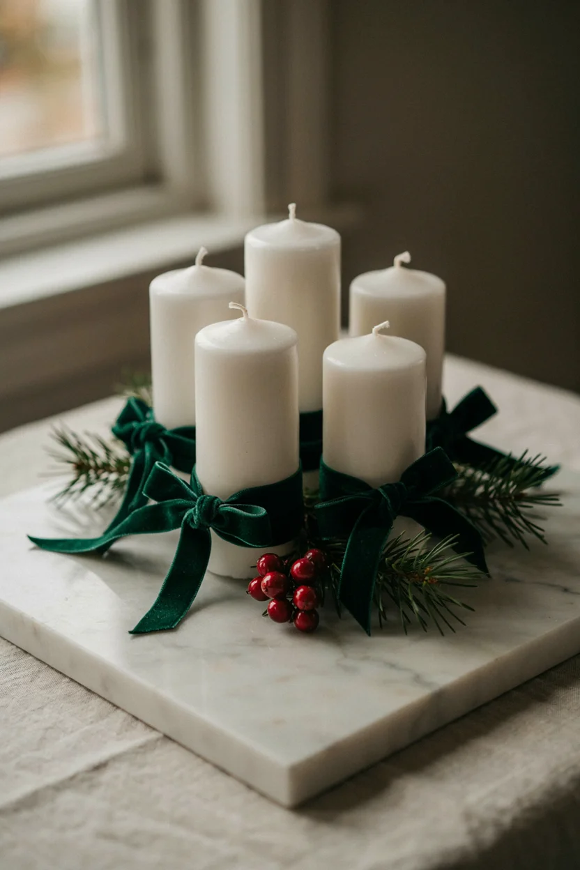 Velvet Ribbon Candle Cluster