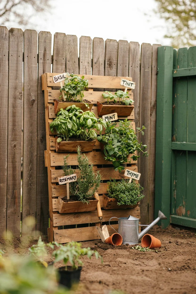 Vertical Pallet Herb Garden
