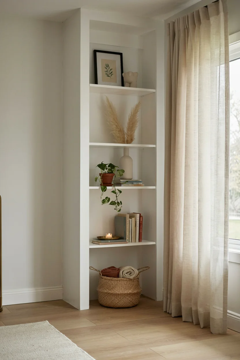 . Vertical Shelving for Narrow Walls
