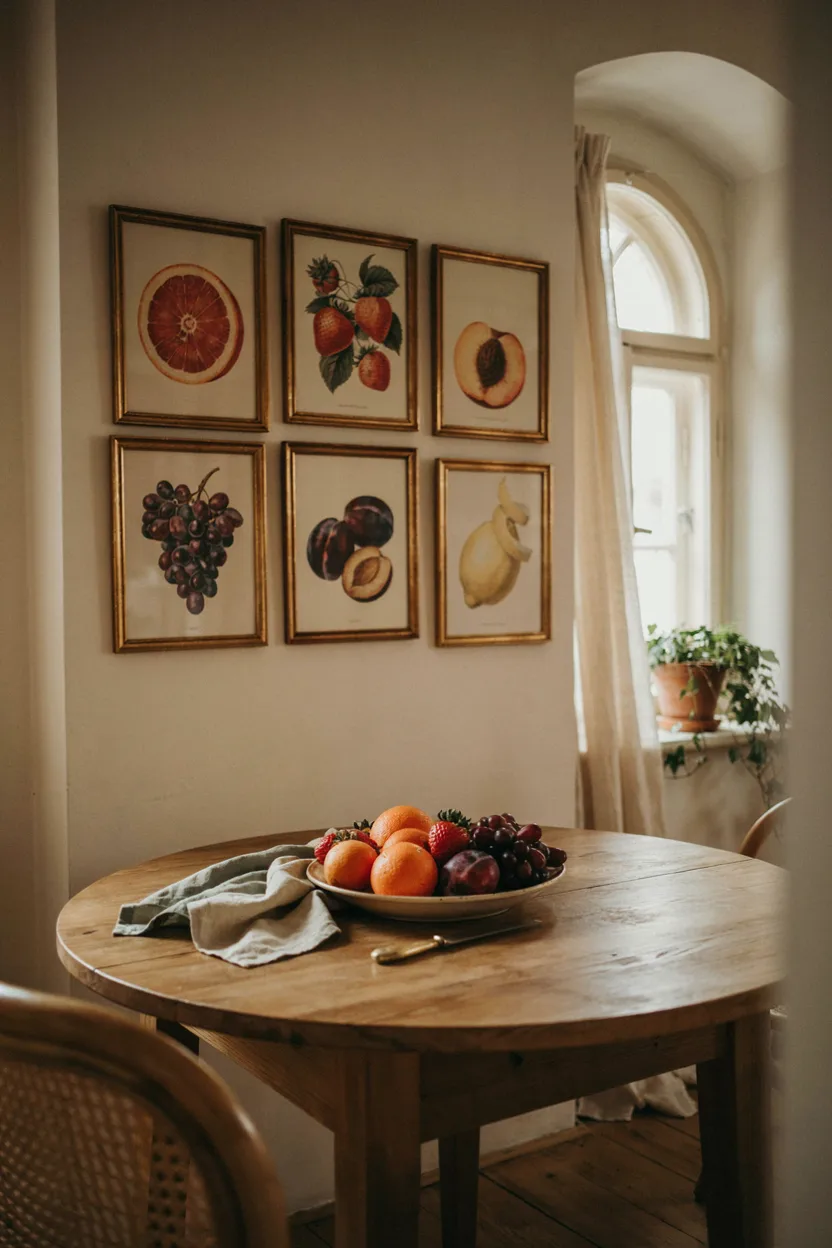 Vintage Botanical Fruit Print Gallery Wall