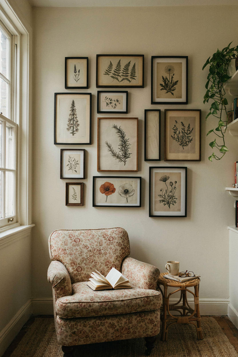 Vintage Botanical Print Gallery Wall