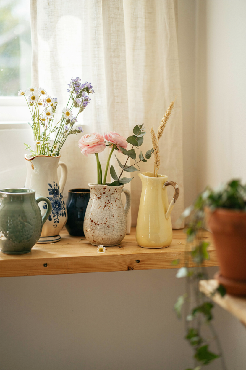 Vintage Ceramic Pitcher Display