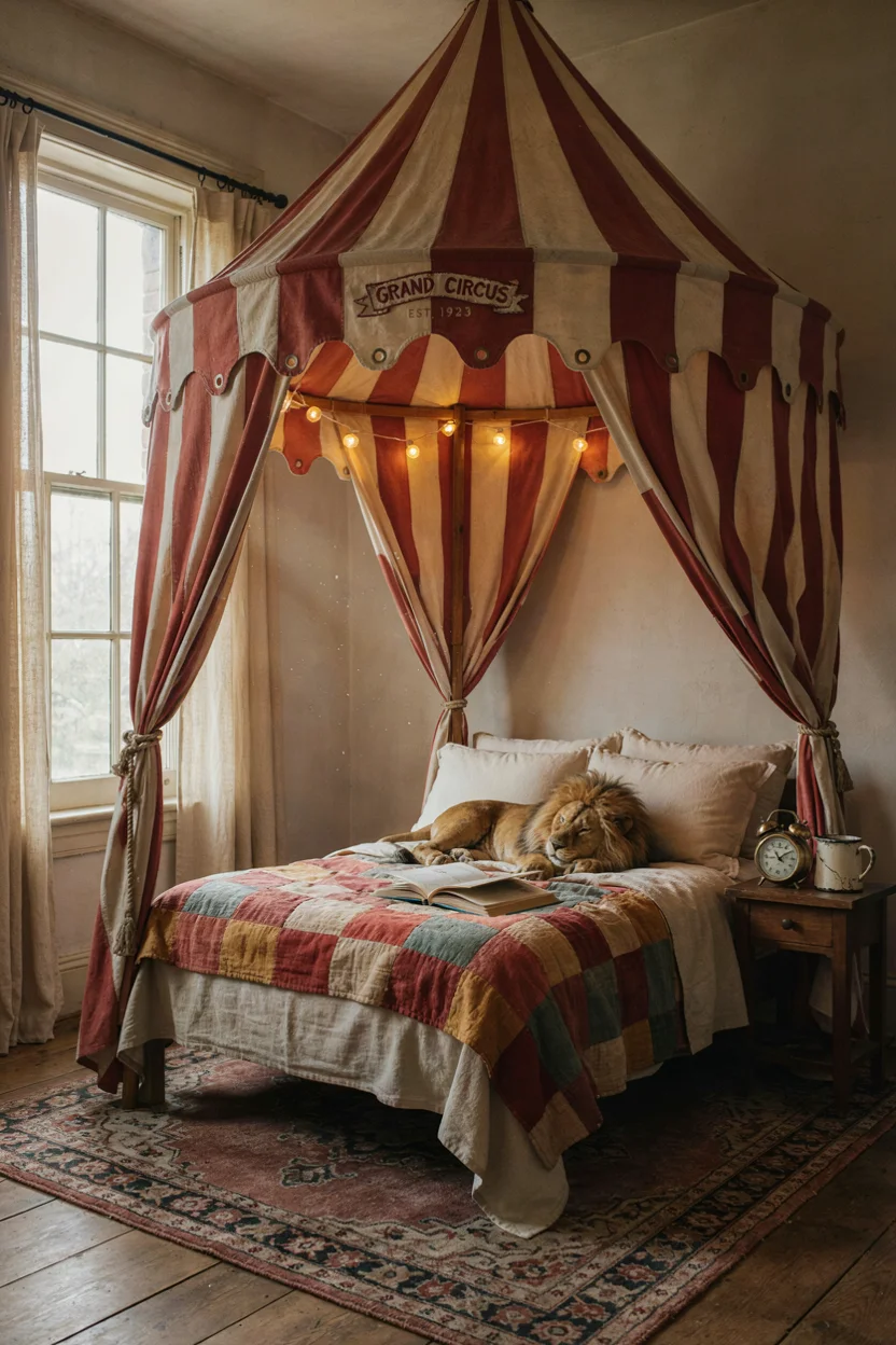 Vintage Circus Tent Bed Canopy
