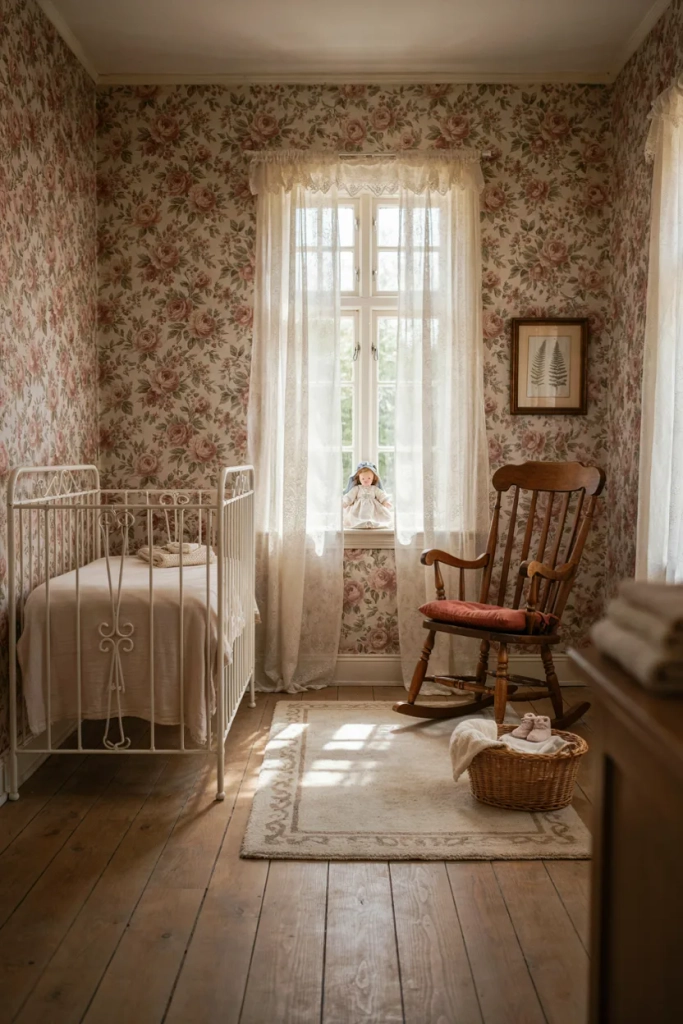 Vintage Floral Wallpaper Nursery