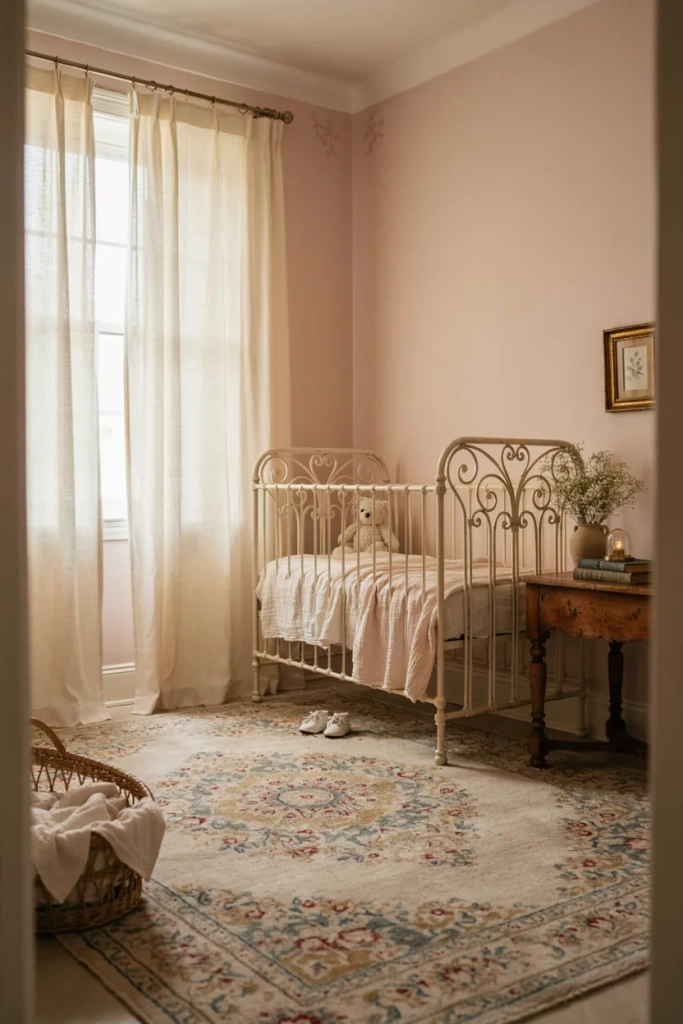 Vintage Nursery with Cast Iron Crib