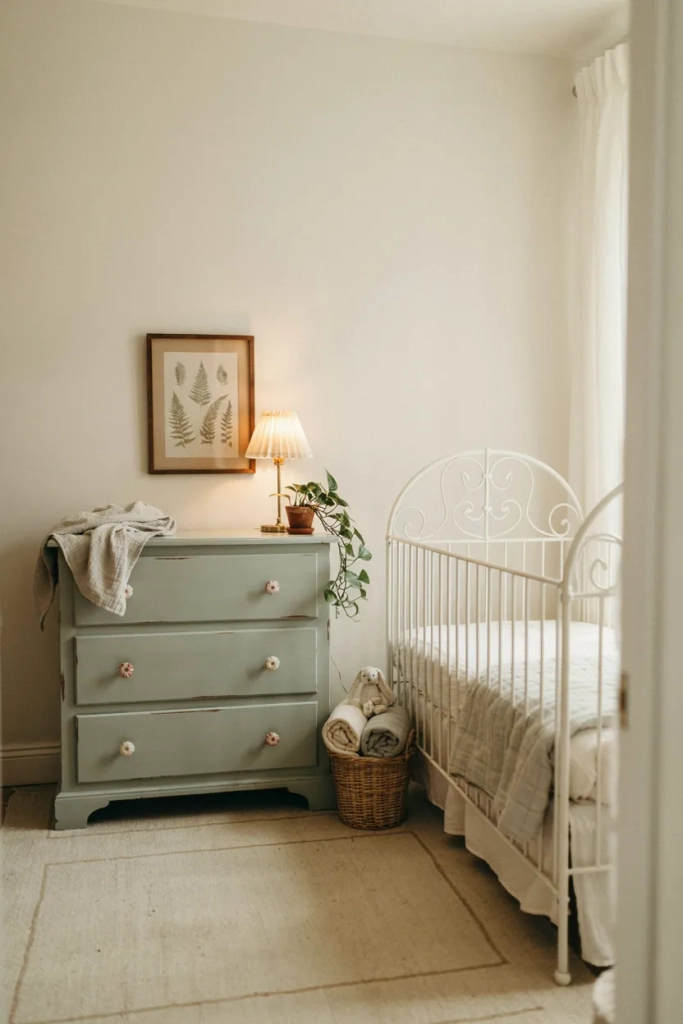Vintage Nursery with Hand-Painted Dresser