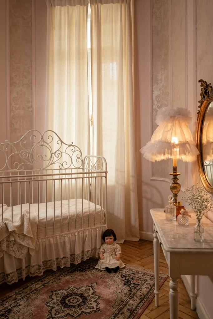 Vintage Nursery with Petticoat Lamp Shades Vintage Nursery Ideas