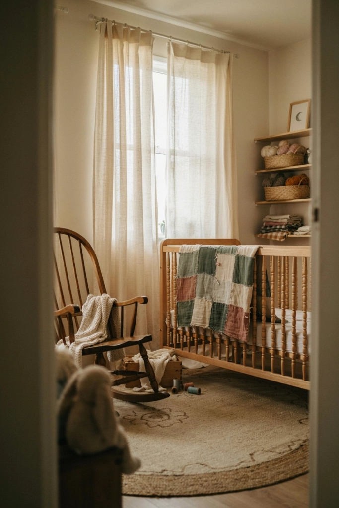 Vintage Quilted Nursery with Handmade Textiles
