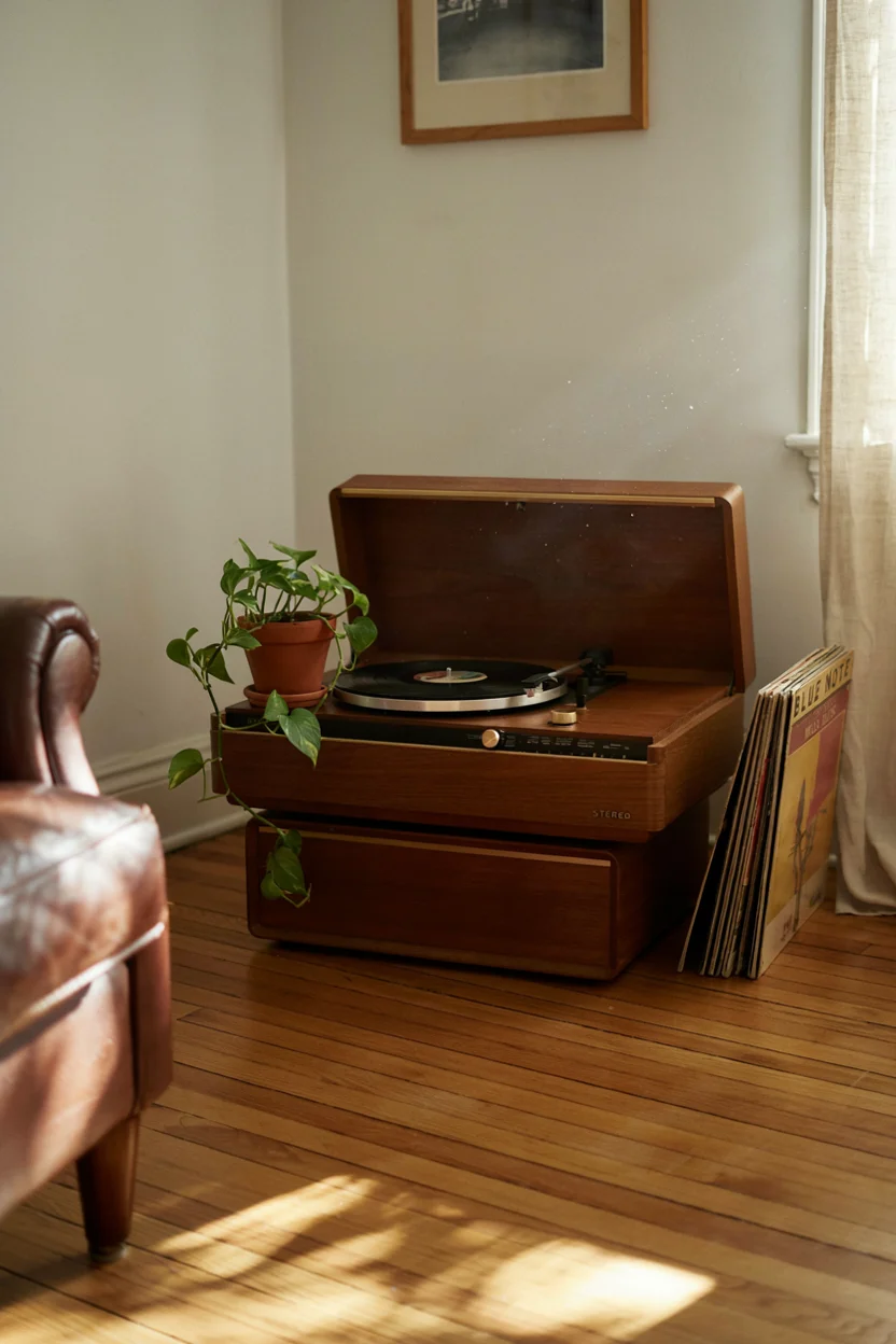Vintage Record Player Console