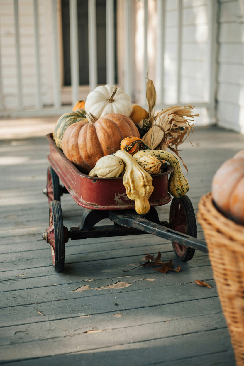 Vintage Wagon Pumpkin Display