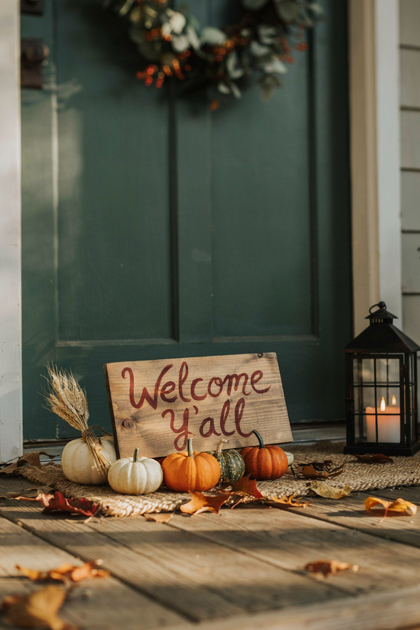 Welcome Sign with Fall Typography