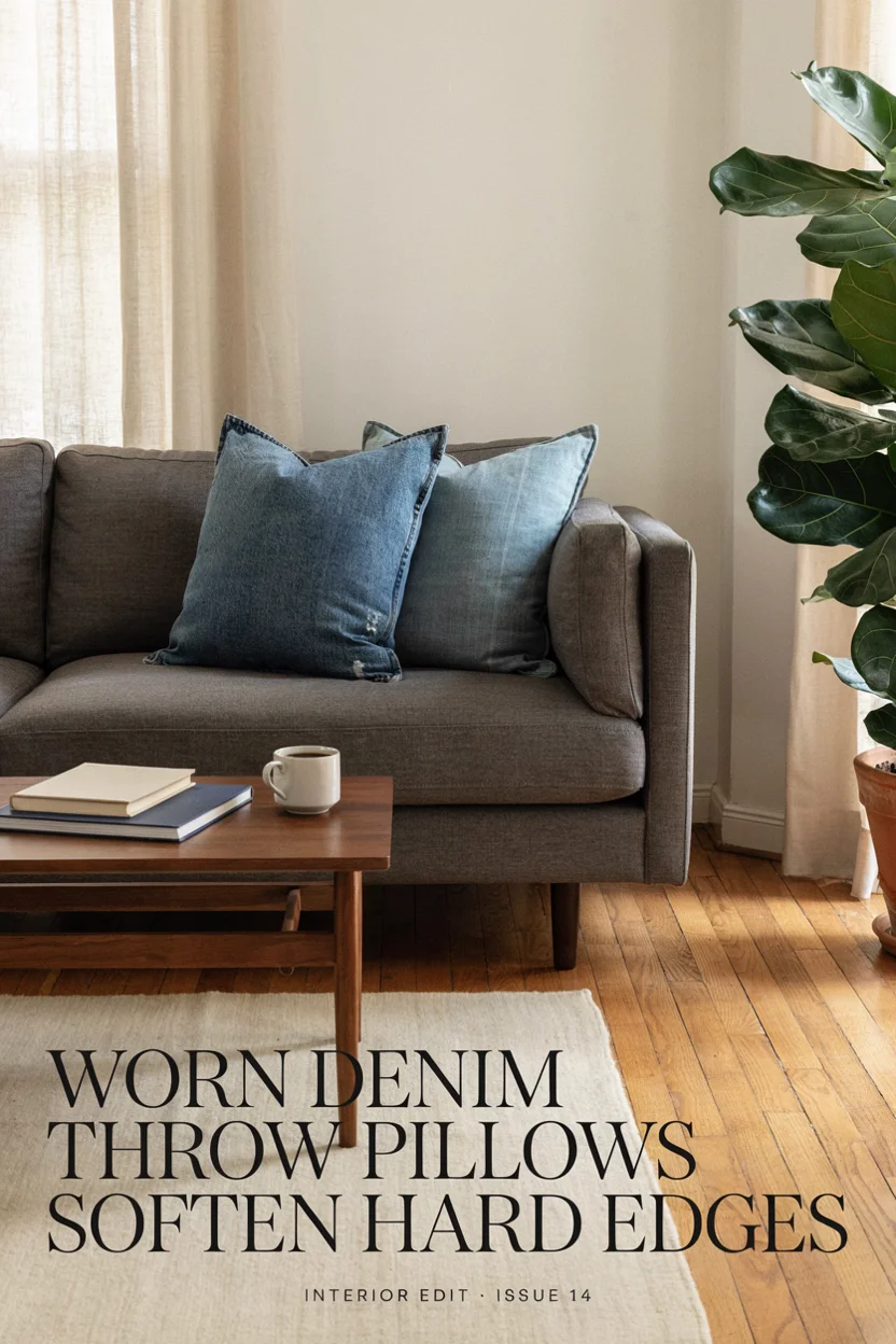  Worn Denim Throw Pillows Soften Hard Edges