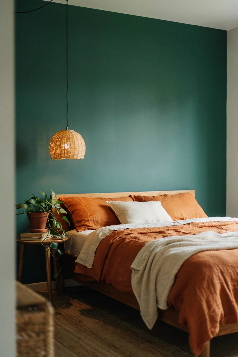 Dark Emerald Green Accent Wall