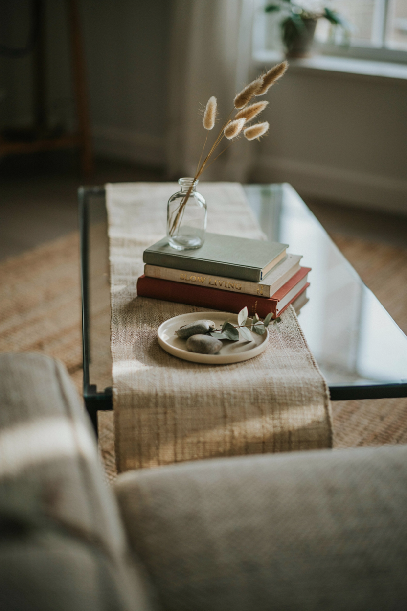 Woven Placemat as a Table Runner Base
