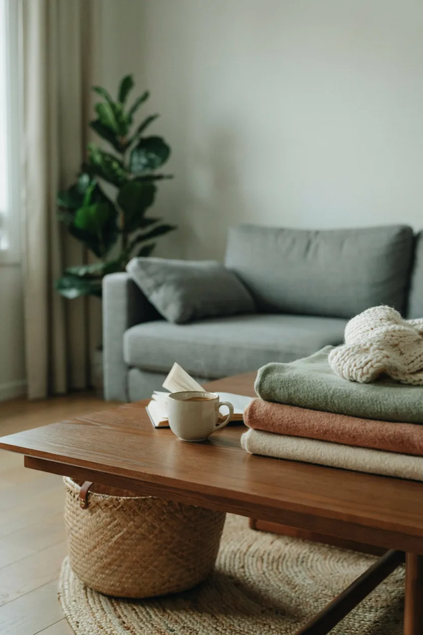  Woven Rattan Basket with Cozy Textiles