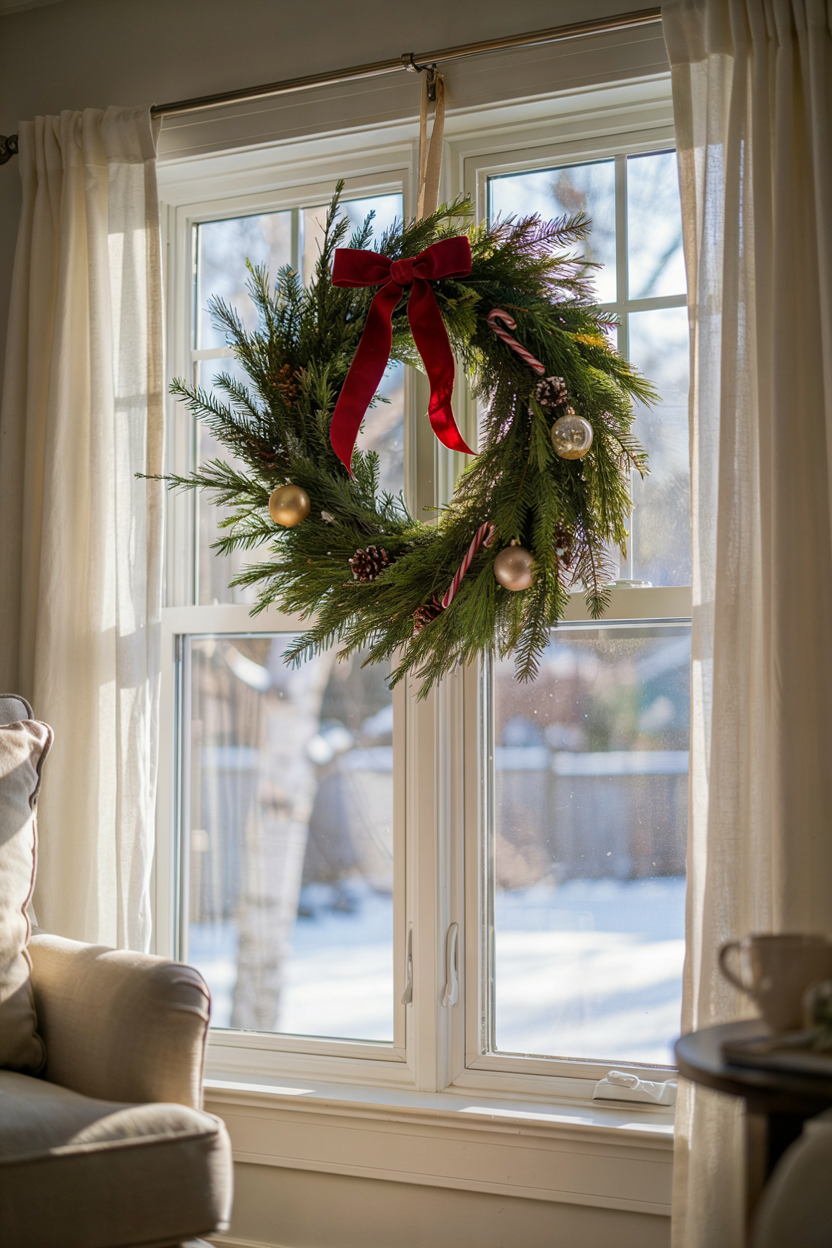 Wreaths on Interior Windows
