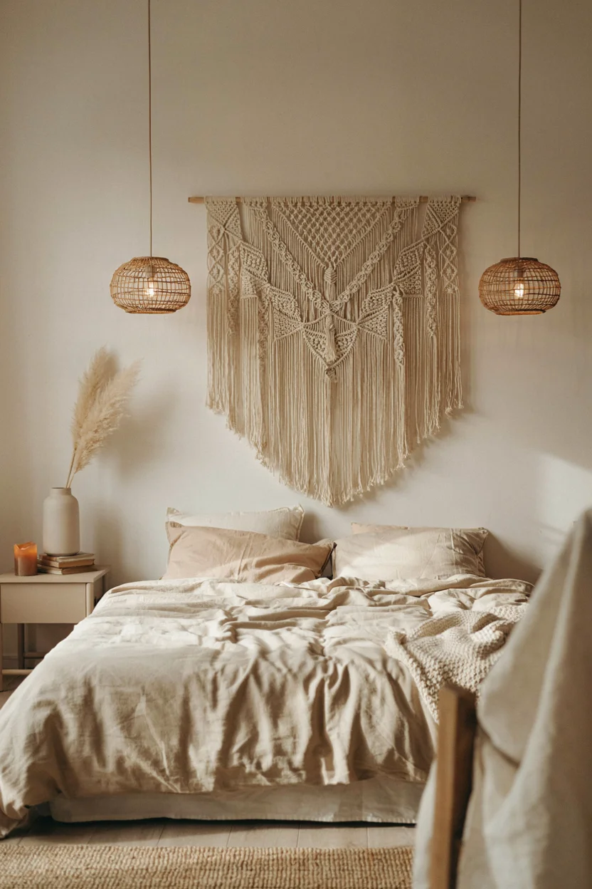 Macrame Wall Hanging Above the Bed