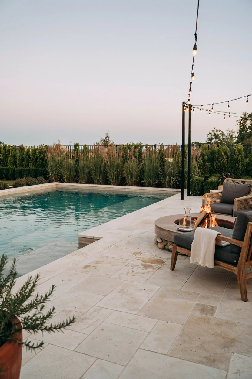 Poolside Fire Pit Garden Garden Pool Ideas 