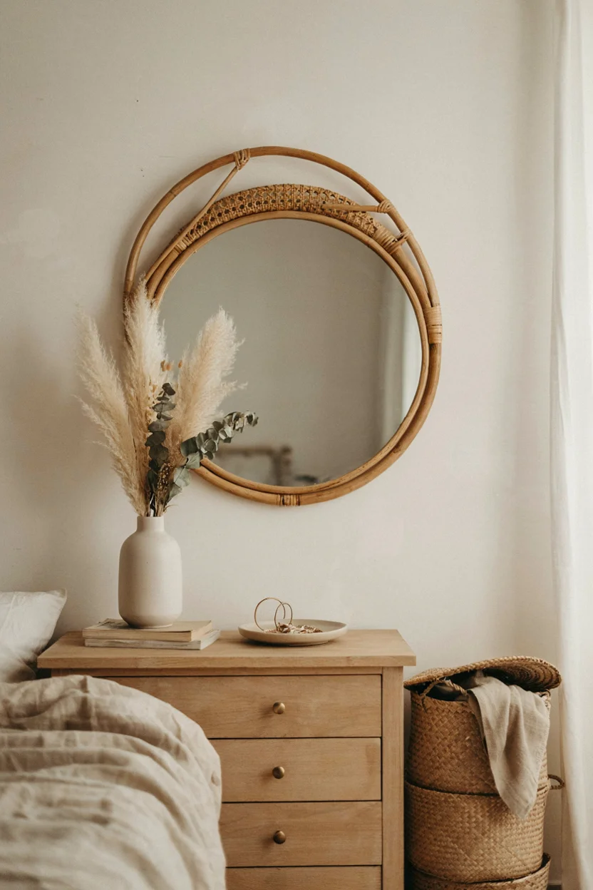  Woven Rattan Mirror as a Statement Piece