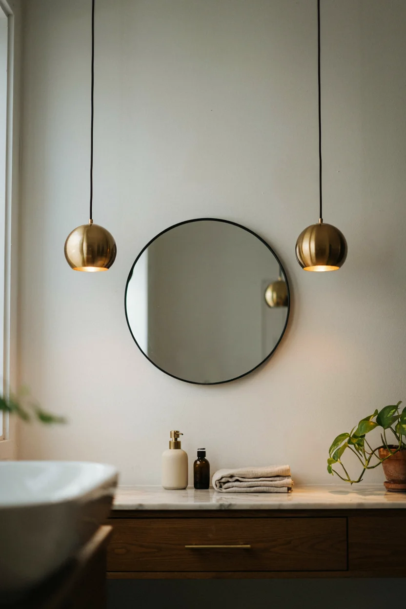 Statement Pendant Lighting Over the Vanity