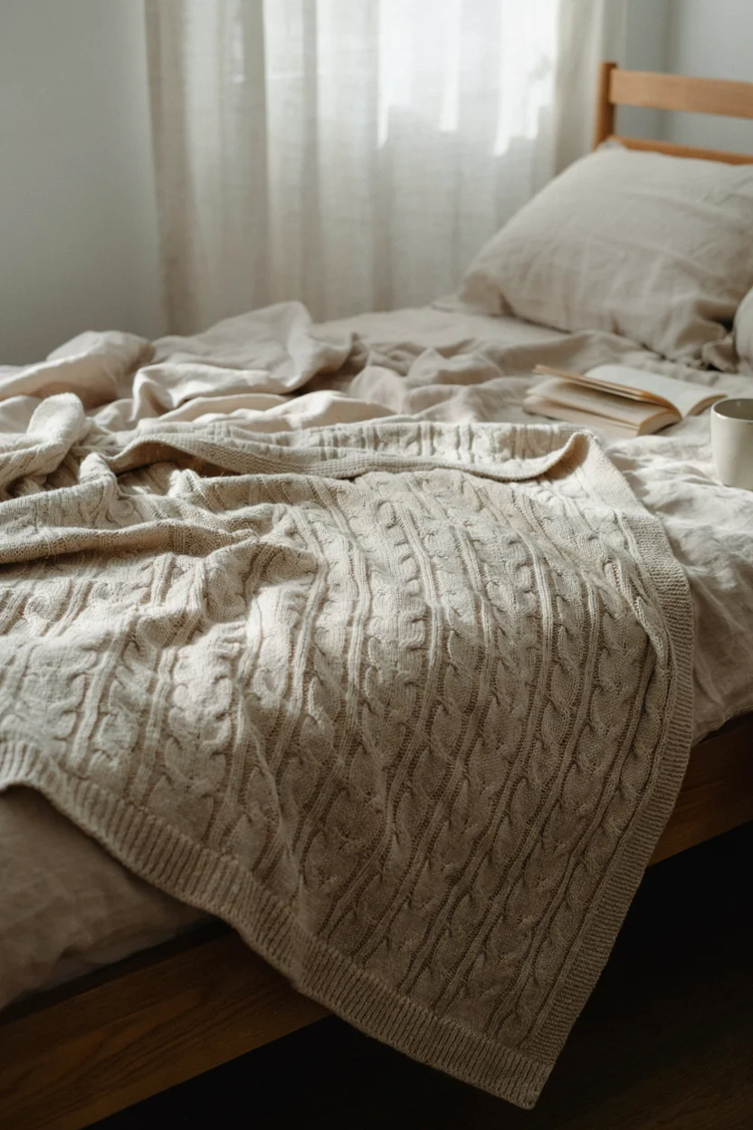 Chunky Knit Throw Blanket for Cozy Layers