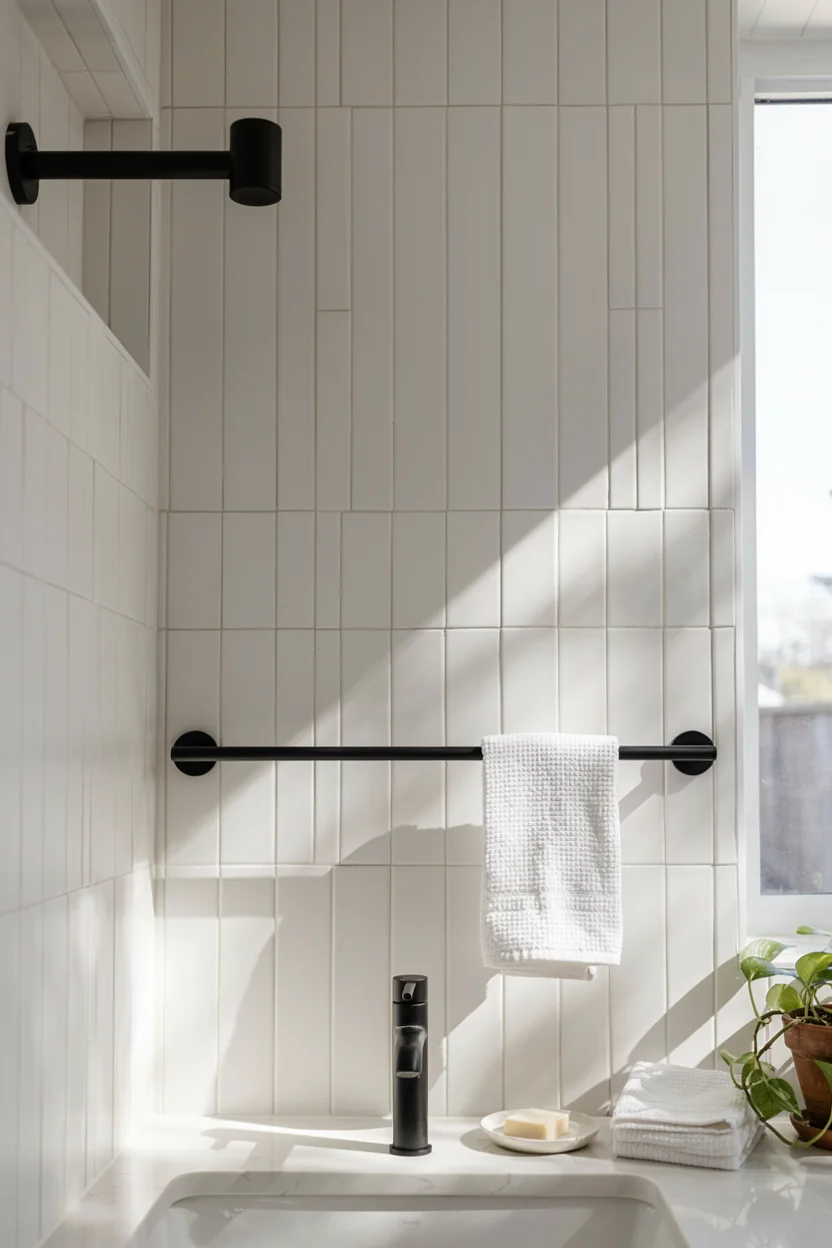 Matte Black Fixtures Against Light Walls
