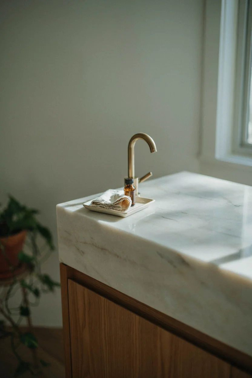 Natural Stone Countertops with Clean Edges