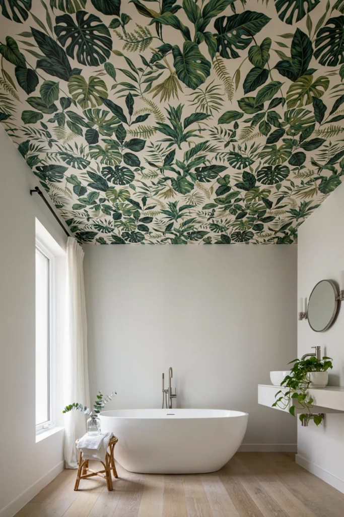 Bold Wallpapered Ceiling