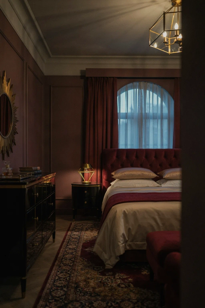 Burgundy Art Deco Bedroom