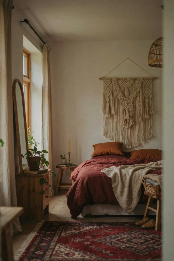 Burgundy Boho Bedroom