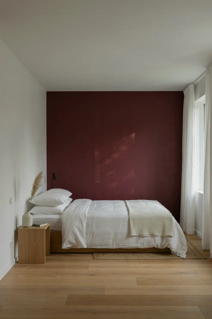 Burgundy Minimalist Bedroom