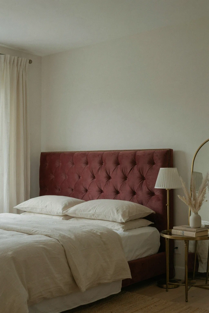 Burgundy Velvet Headboard