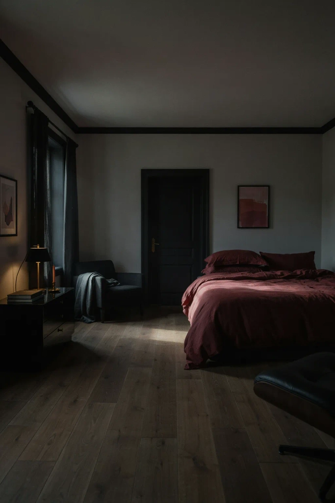Burgundy and Black Moody Bedroom